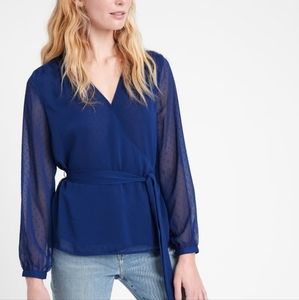 Banana Republic blue chiffon wrap top (S)